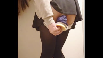 Chinese female public changing room poke stick masturbation