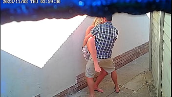 Cctv camera caught couple fuckin' outside public restaurant